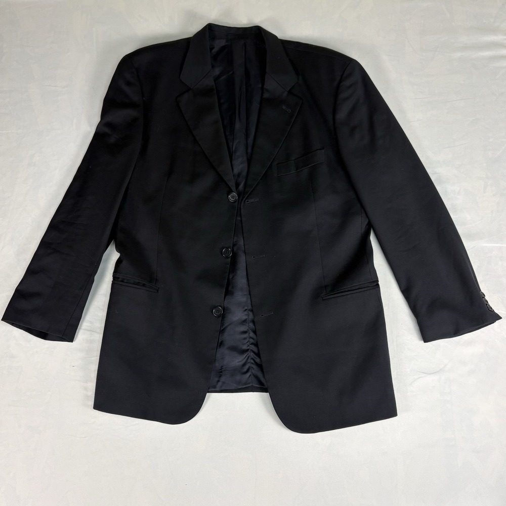 Vintage Hugo Boss Einstein Omega Blazer 42R Black 3 Button Wool Sport Coat Italy